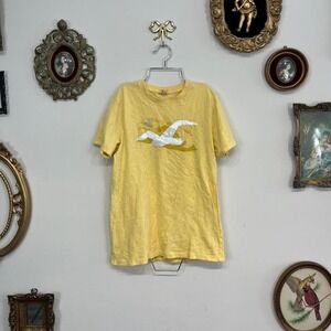 Vintage Y2K mens burnout Hollister Yellow Graphic T-Shirt